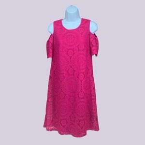 cb established 1962 Womens Hot Pink Lace Cold Shoulder A-Line Dress Size 6